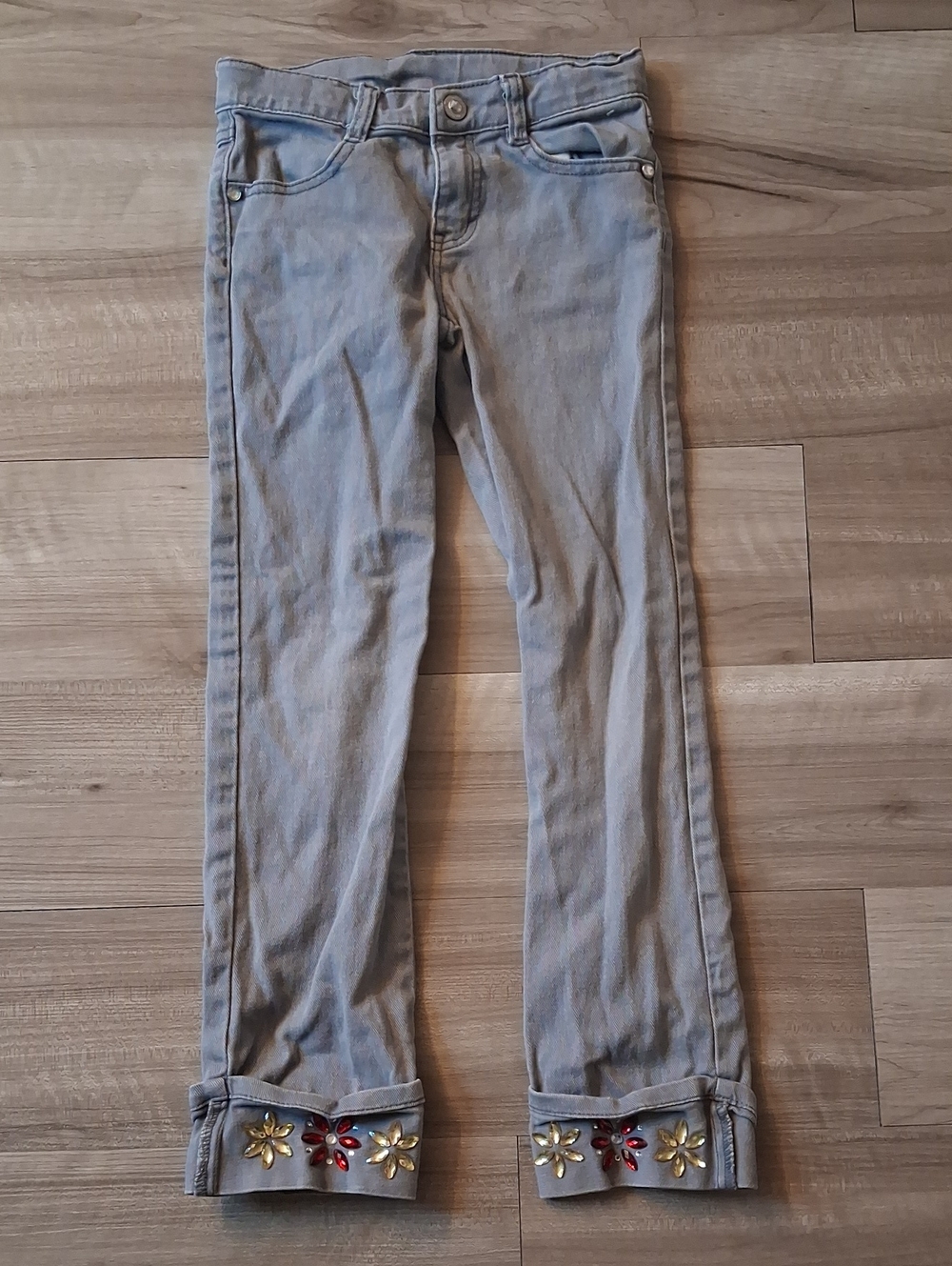 Gymboree Gray Embellished Cuff Jeans Size 8 (M)